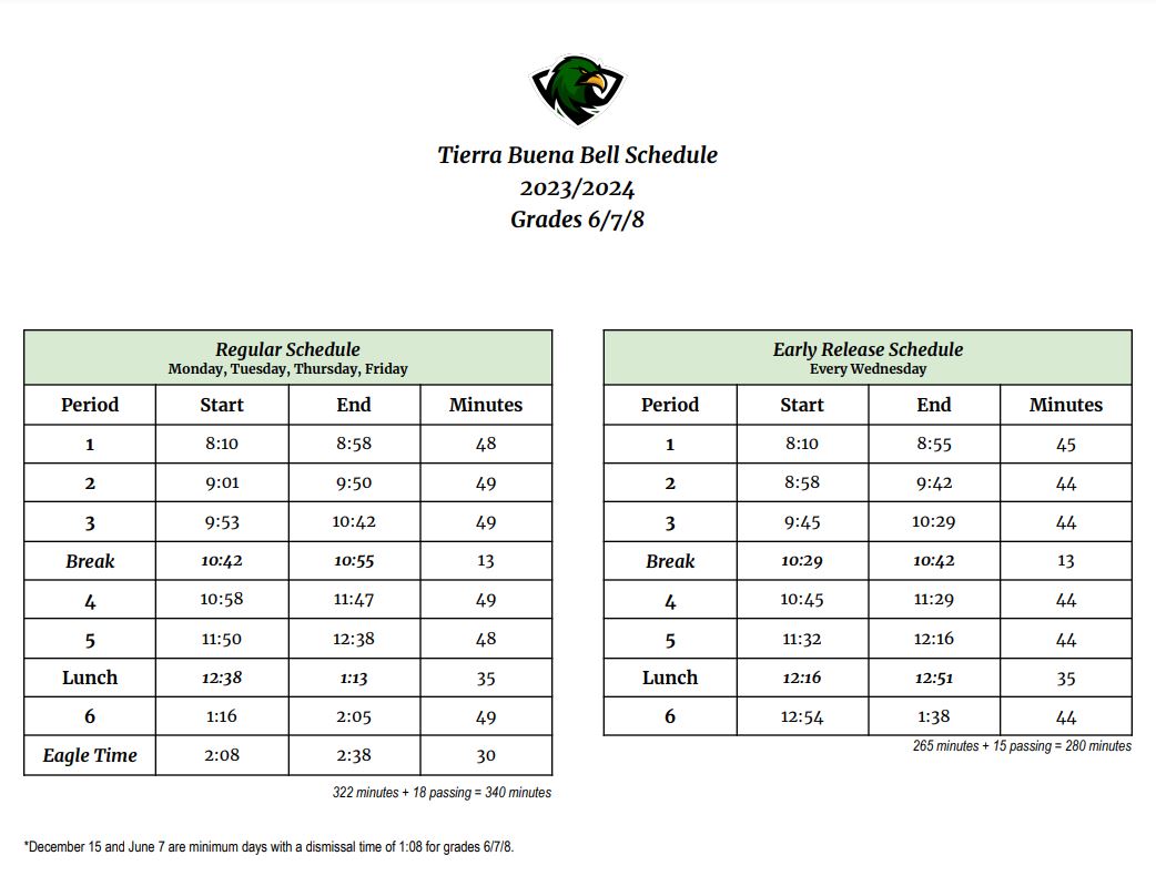 Middle School Schedule 